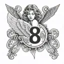 888 angel number tattoo design idea