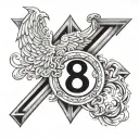 888 angel number tattoo design idea