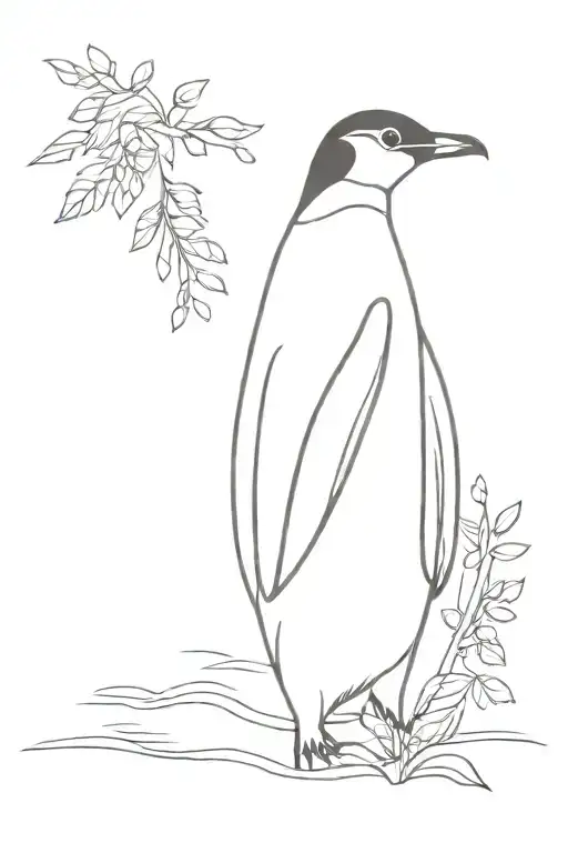 wispy penguin memorial tattoo, subtle, feminine tattoo design idea