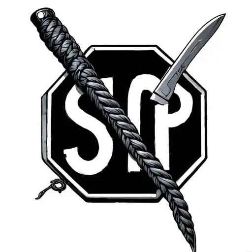 A stop sign and a braided knife, taking inspiration from the couple of Durarara: Shizaya tattoo design idea