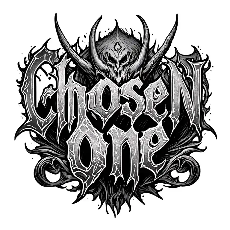 "Chosen One" demonic symbols tattoo design idea