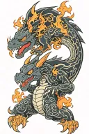 charizard and flames  tattoo design idea