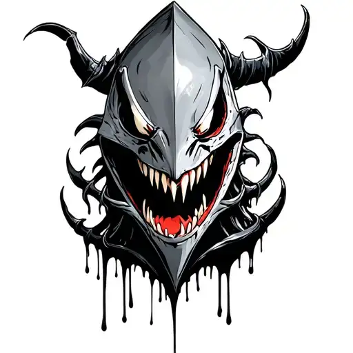 knight venom drips from the fangs tattoo design idea