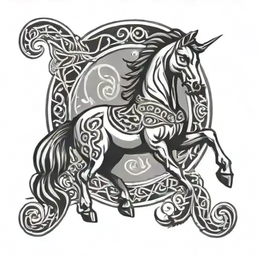 21 july celtic star sign with a horse tattoo design idea