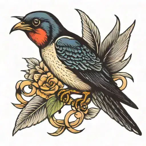 sailor Jerry style. swallow bird tattoo design idea