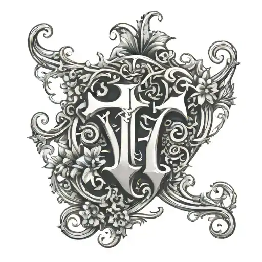 Gothic letter T, love forrever tattoo design idea