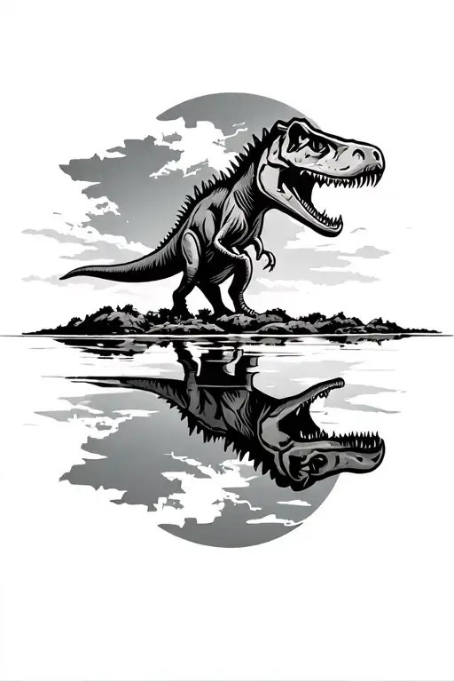 Jurassic park filled sky reflected tattoo design idea