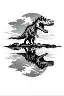 Jurassic park filled sky reflected tattoo design idea