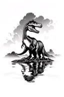 Jurassic park filled sky reflected tattoo design idea