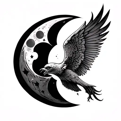 Harry Potter and fourth wing themes with moon phases, intricate design, simple  tattoo design idea