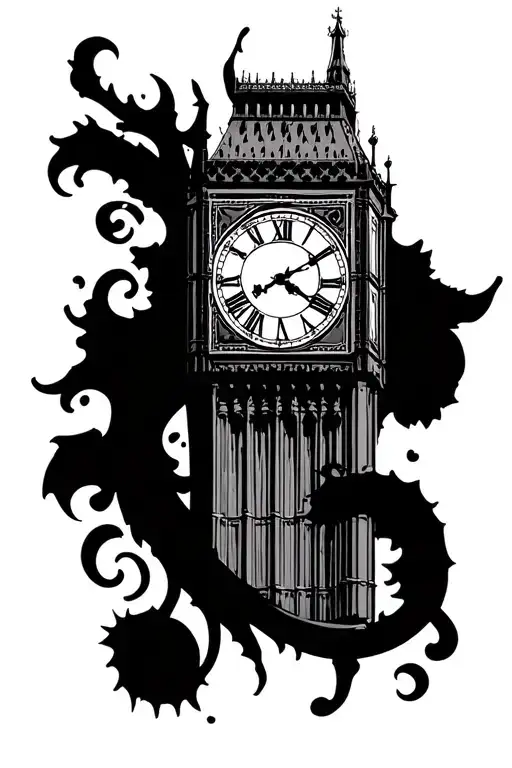 big ben clock face tattoo design idea