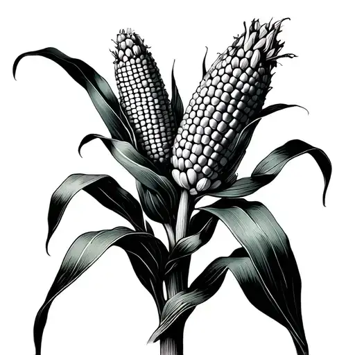one line corn field tattoo design idea