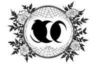 moon phases with rose vines and spider webs surrounding the moon phases tattoo design idea