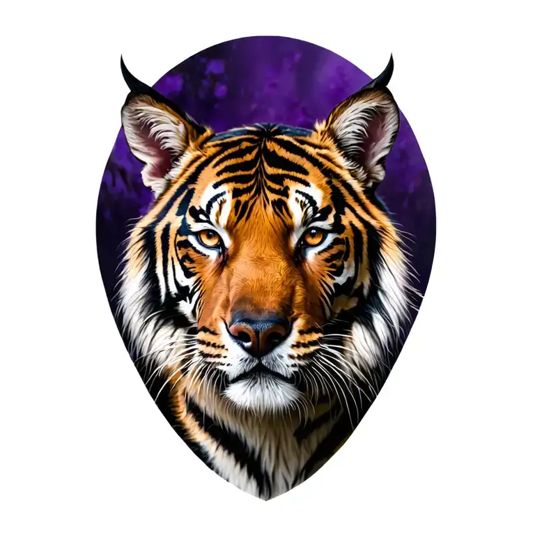 tiger, dog, ox, purple irises wrapping tattoo design idea