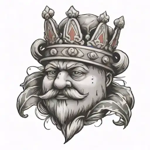 potato wearing a crown, draped in the irish flag tattoo design idea