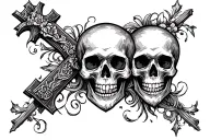 cross and skull adorned tattoo design idea