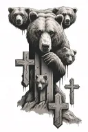 Three Crosses with a Bear tattoo design idea