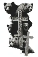 Three Crosses with a Bear tattoo design idea
