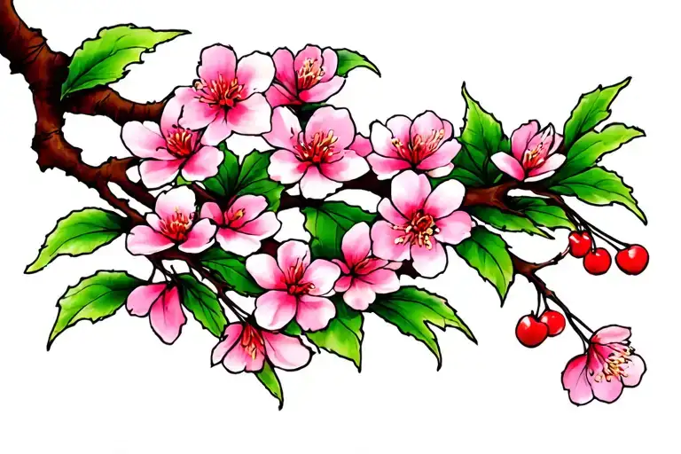cherry blossom branch tattoo design idea