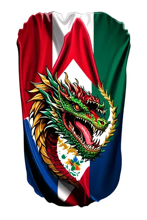 Puerto Rico flag Mexican dragon tattoo design idea