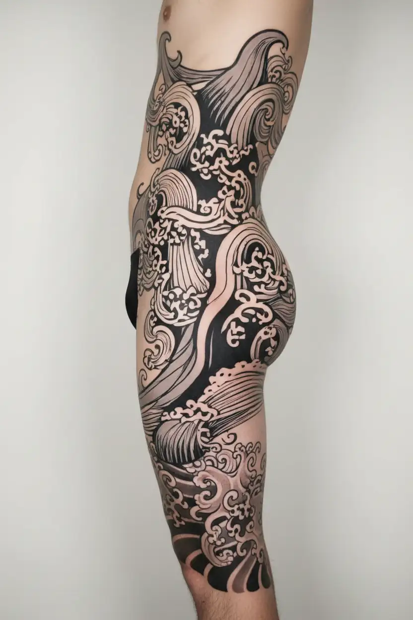 Michigan, waves, Florida, JLH, LJH tattoo design idea