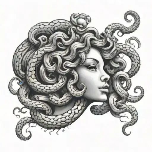 black teenage medusa tattoo design idea