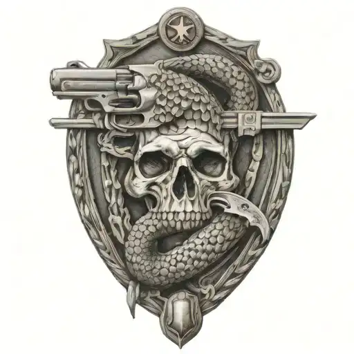 don't tread on me pistols crossing tattoo design idea