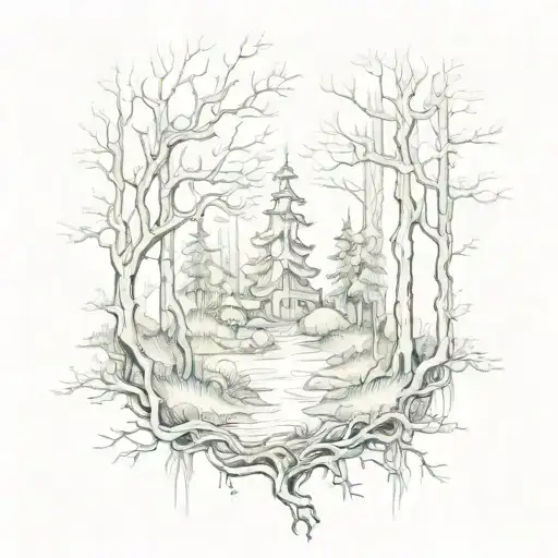 Slavic forest tattoo design idea