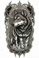 wolf standing tattoo design idea