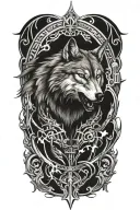 wolf standing tattoo design idea