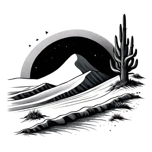 fine line desert tattoo design idea