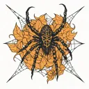create a tattoo, spider web on the entire dorsal of the left hand, above the Brazilian wandering spider almost all over the tattoo design idea