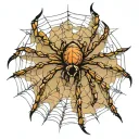 create a tattoo, spider web on the entire dorsal of the left hand, above the Brazilian wandering spider almost all over the tattoo design idea