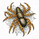 create a tattoo, spider web on the entire dorsal of the left hand, above the Brazilian wandering spider almost all over the tattoo design idea