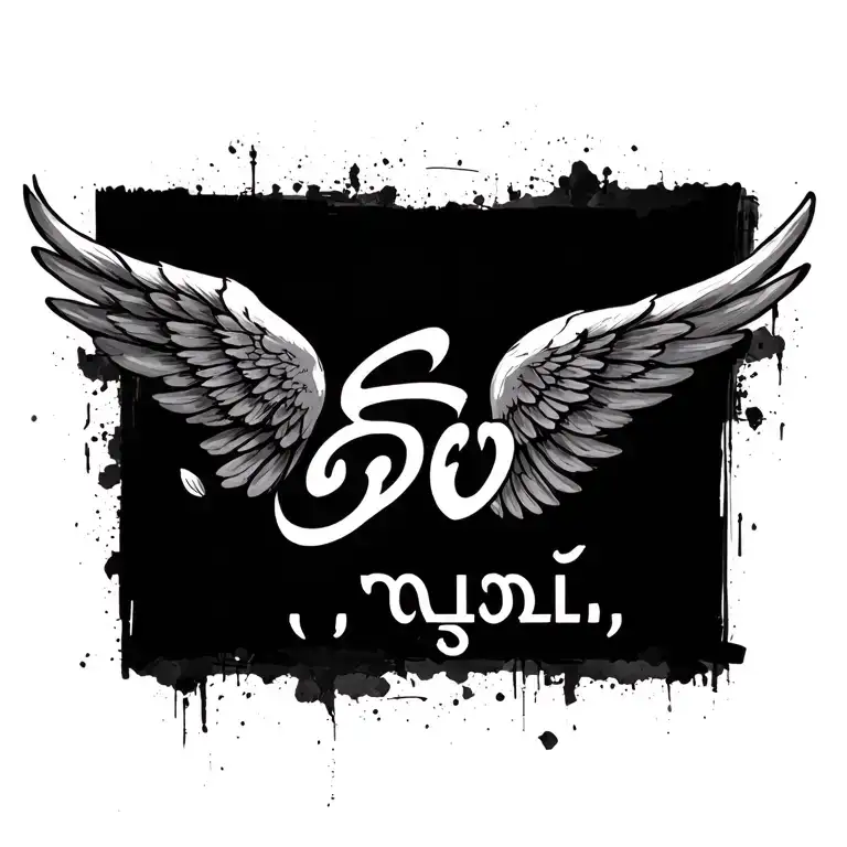 writing in Tamil :"வாழ், வாழவிடு" along with some wings tattoo design idea