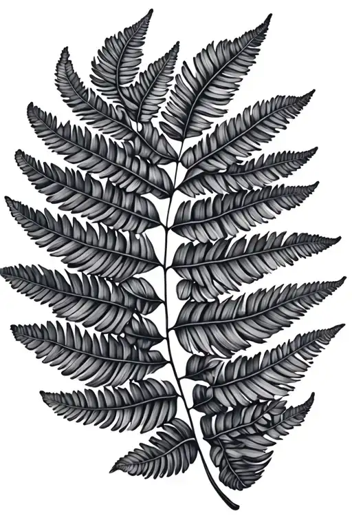 black and grey fern leaf tattoo design idea