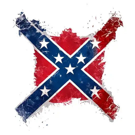 square confederate flag in center with american flag behind it distressed and faded tattoo design idea
