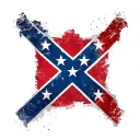 square confederate flag in center with american flag behind it distressed and faded tattoo design idea
