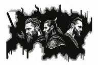 ragnar lothbrok friendship with loki and lagrtha tattoo design idea