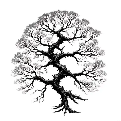 tree with branches in the shape of dna-strand tattoo design idea