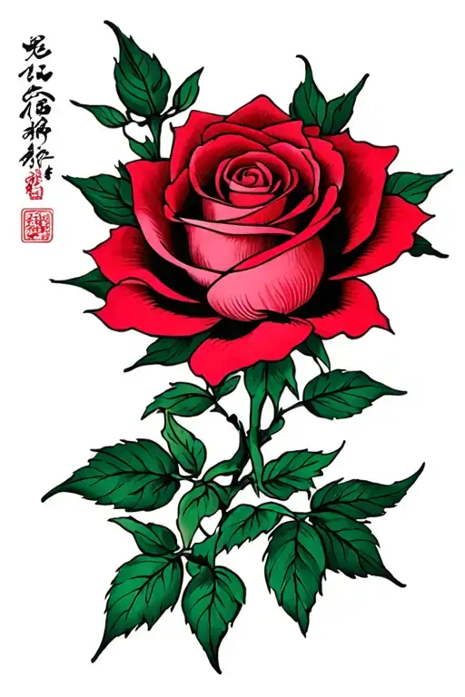 long stemmed rose tattoo design idea
