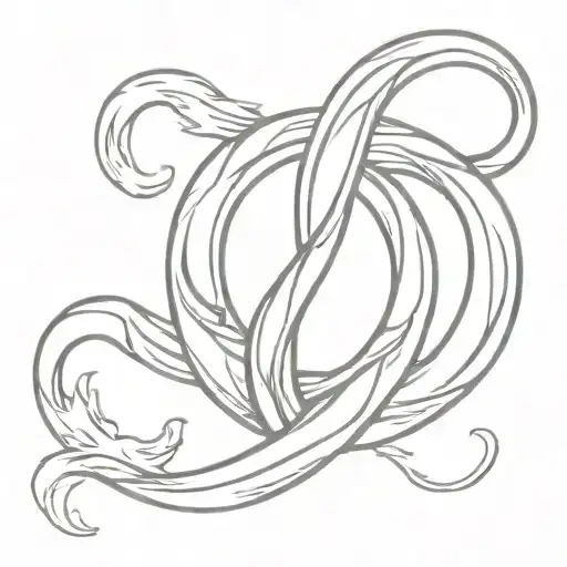 A minimalist tattoo of a climbing figure eight knot with flames around it, representing the firefighter's occupation tattoo design idea