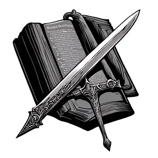 sword in a bible tattoo design idea