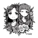 a small tattoo that represents my emotions, sadness and happiness. inckude the dates 6/9/2023 and 2/12/2024 tattoo design idea