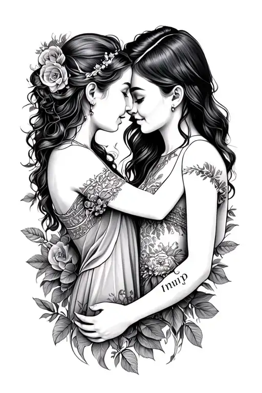 husband and daughter names intertwined tattoo design idea