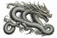 Japanese Dragon With Long realistic Body, normal eyes Black And Grey Tattoo hd quality tattoo design idea