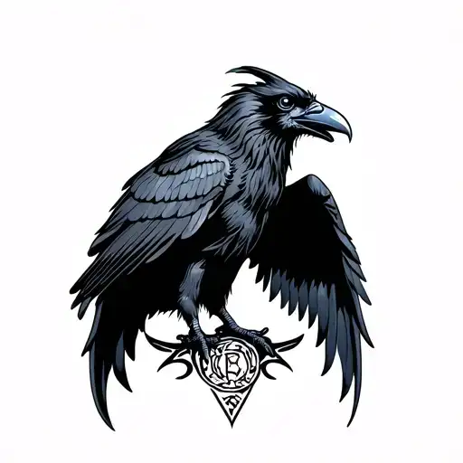 Chest Peice Gothic Norse Raven With Wings Spred Out Under Neck On Chest  like reichsadler but not, With Runes.  tattoo design idea