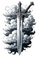 sword and clouds tattoo design idea