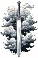 sword and clouds tattoo design idea
