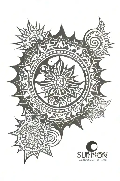 Sun and moon mandala design incorporating tattoo design idea